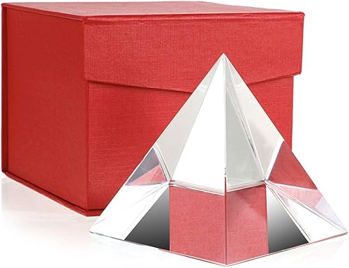 Miniatura 7 de OwnMy Adorno de escritorio piramidal de cristal transparente pirámide con caja de regalo para fotografía y curación de meditación (4 pulgadas)