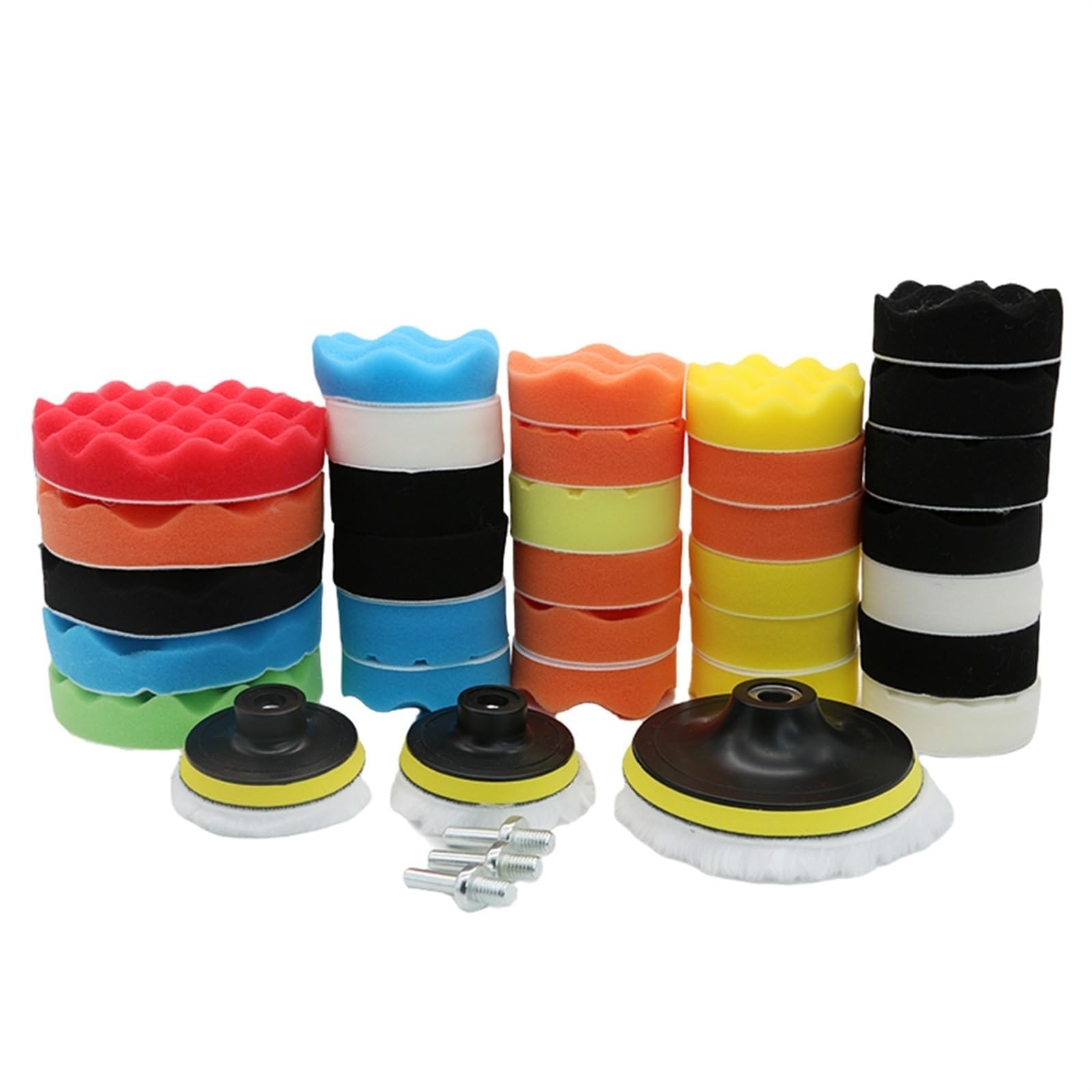Discos de Solapa, Ruedas de Pulido, Kit de Almohadillas para Pulir el Coche, Juego de Esponjas para Pulir Taladros de Espuma/39Pcs 3-5Inch Set