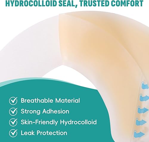Miniatura 5 de 40 tiras de barrera para ostomía, suministros de ostomía, hidrocoloide elástico impermeable para fugas, cinta adhesiva para la piel para bolsas de