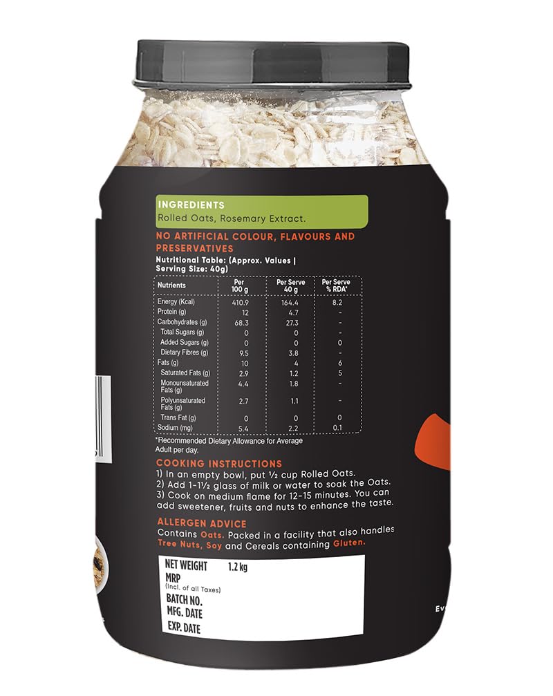 Review True Elements Rolled Oats 1.2 Kg - Diet Food | 100%