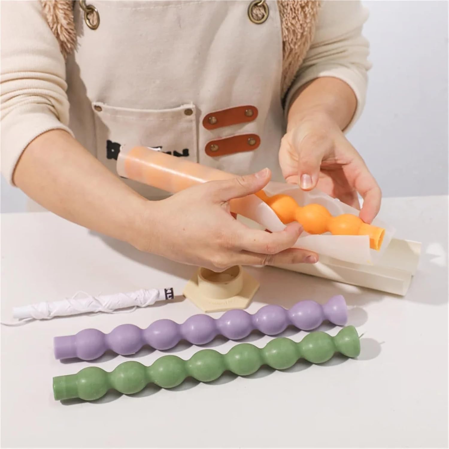 Stampi Per Candele Stampo in silicone for candele, cono a forma di cuore, profumato fai da te, decorazione for la casa(5xStabilizer)