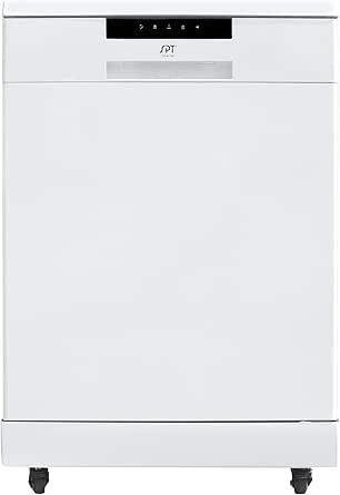 SPT SD-6513WA 24-Inch Portable Dishwasher with ENERGY STAR, 6 Wash Programs, 10 Place Settings, Stainless Steel Interior - White