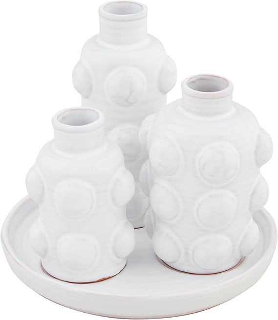Mud Pie Beaded Triple Vase; 5 1/2 x 6 1/2 Dia