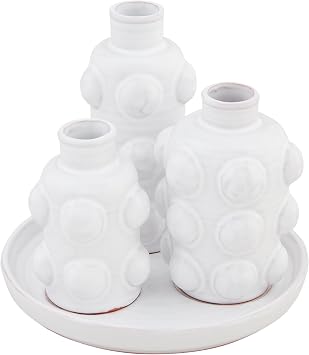 Mud Pie Beaded Triple Vase; 5 1/2 x 6 1/2 Dia