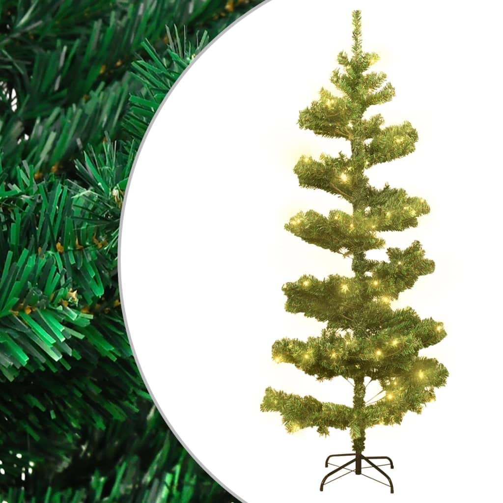 Spiralna choinka z oświetleniem, 150 cm, zielona, sztuczna choinka z 120 diodami LED, 8 efektów świetlnych, stabilna podstawa, zasilana przez USB