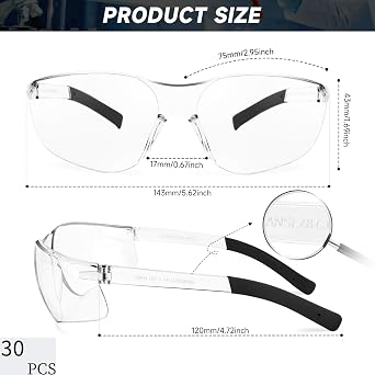 Salfboy Safety Glasses for Men Women ANSI Z87.1 Safety Glasses Bulk Protective Eyewear Scratch-Resistant