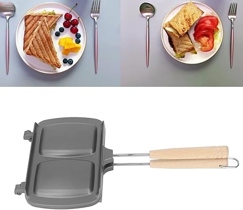 Miniatura 4 de Sandwichera de desayuno, sartén para hornear sándwich de doble cara, sartén antiadherente, sartén de prensa para panini, tostadora de perritos