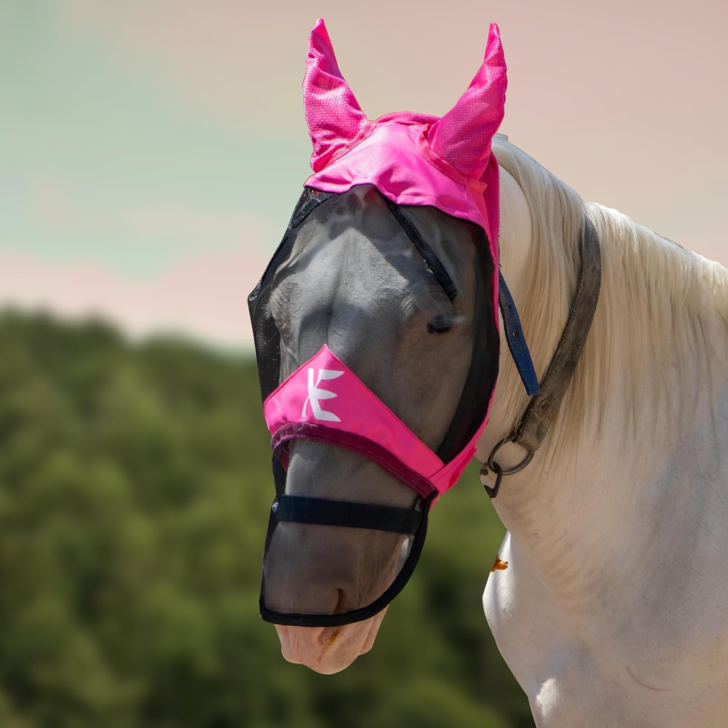 Maschera Protettiva Per Cavalli Con Rete UV - Protezione Completa Da Mosche E Raggi Solari - Foto 2