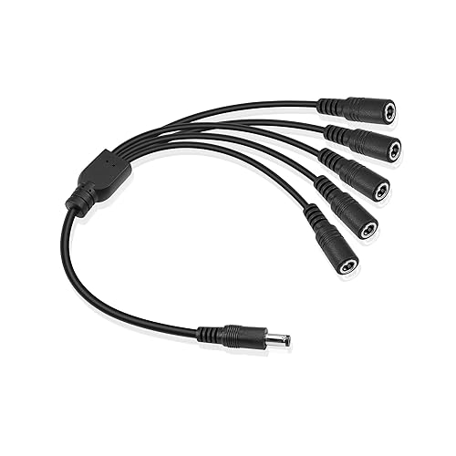GINTOOYUN Cable divisor en Y de alimentación de CC, 1 macho a 5 hembras, adaptador de cable divisor de 0.217 in x 0.083 in para cámaras de