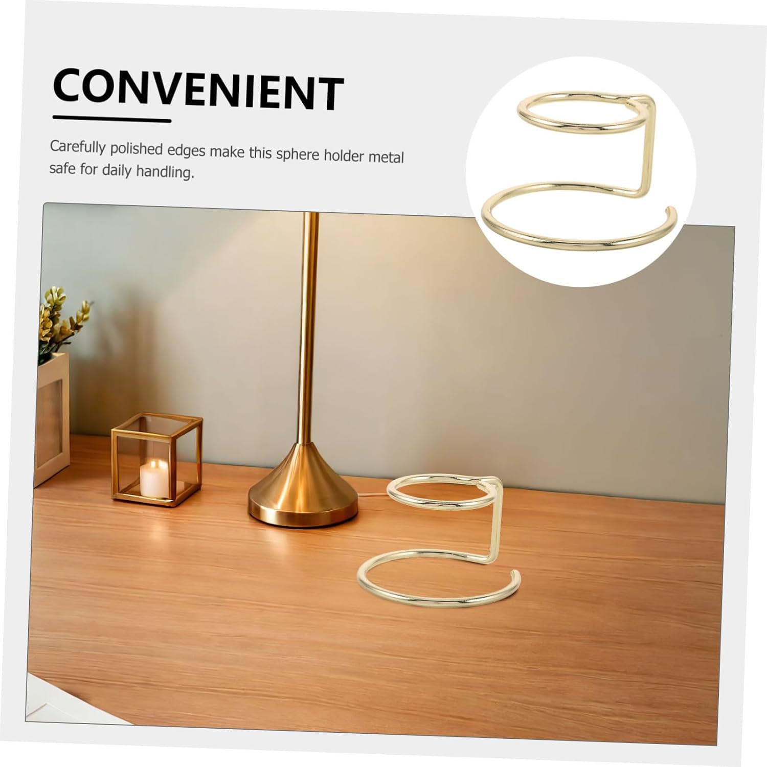 NUOBESTY 2pcs Crystal Sphere Display Stand Metal Double Ring Holder