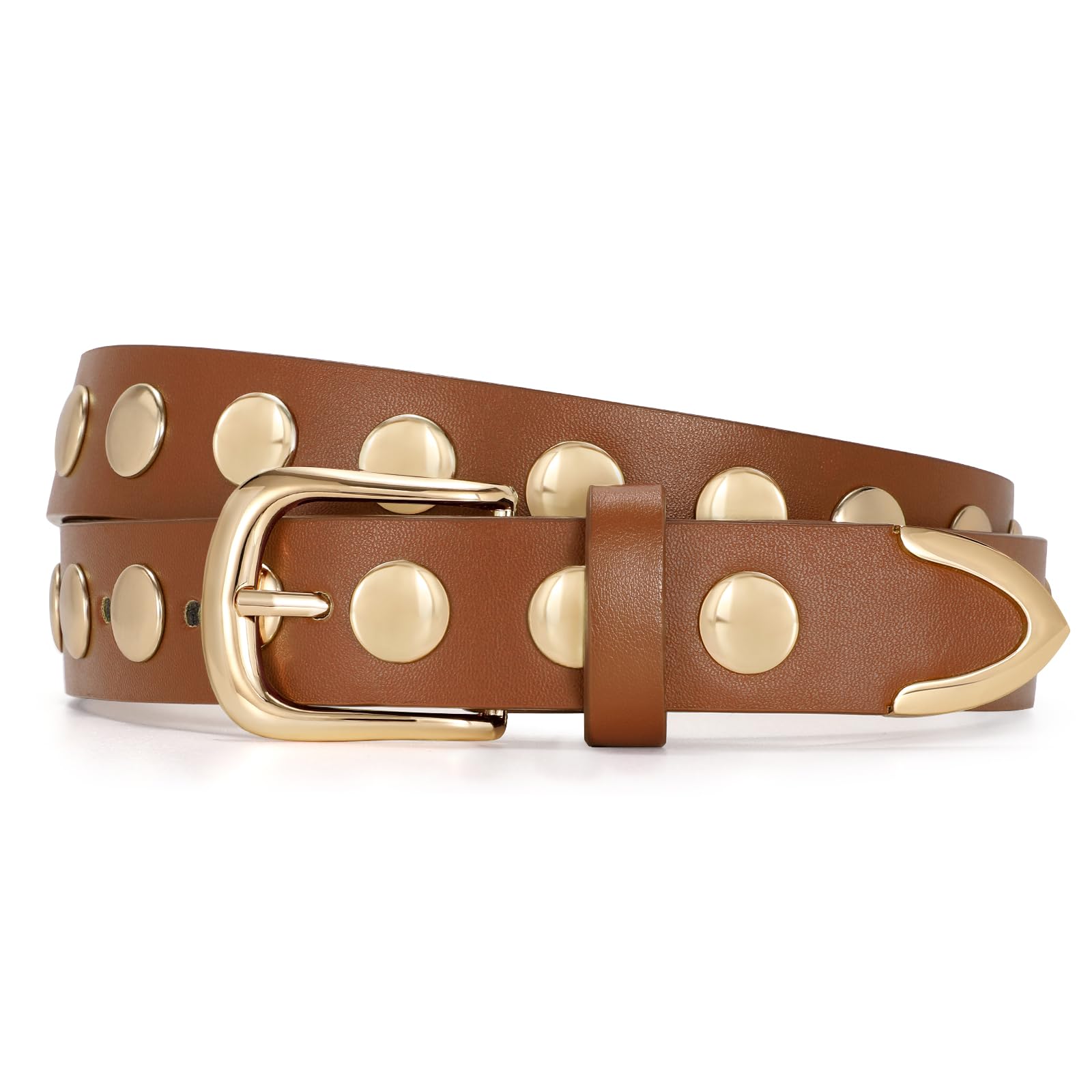 JASGOOD Women Fashion Leather Belt Punk Studded Belt for Jeans Pants Dresses