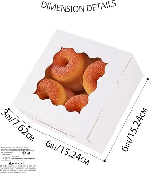 Gcardist White Bakery Box with Window 30Pcs 15.2x15.2x7.6cm White Cookie Boxes Pastry Box for Wedding Favor Birthday ＆ Party(6x6x3inch)