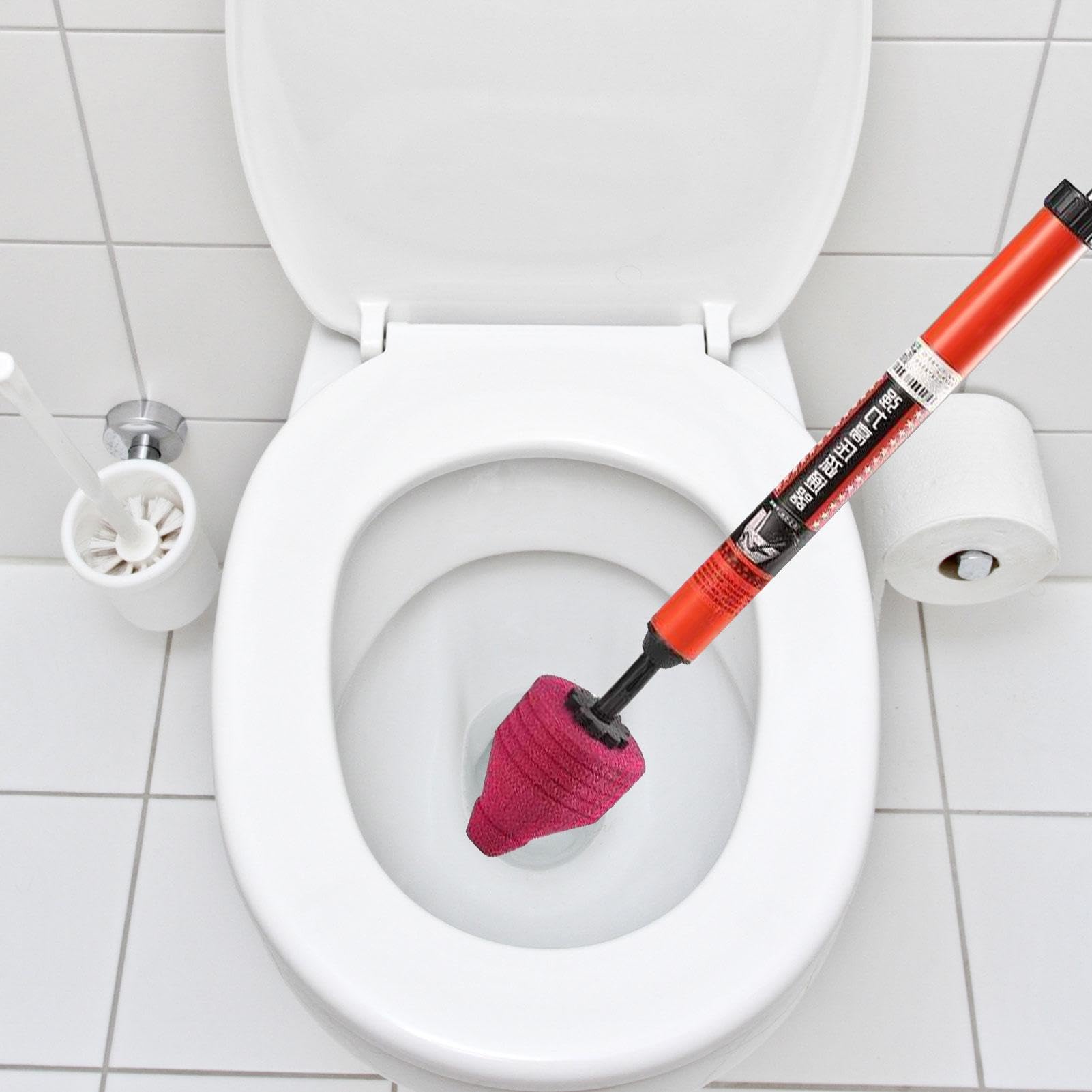 Déboucheur de toilettes haute pression en acier inoxydable - Piston WC haute pression - Piston à air pour les toilettes - Déboucheur de vidange d'air - Piston WC haute performance - 66 x 10