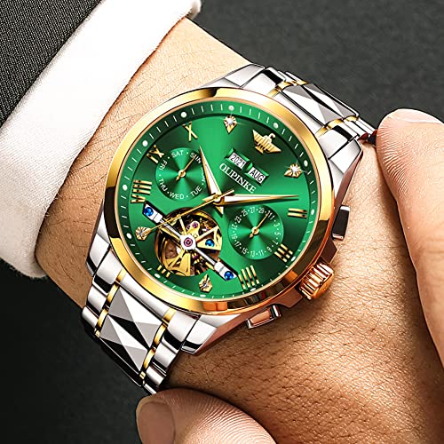 Image of OUPINKE Watches for Men Automatic Skeleton Self Winding Dress Wrist WatchBusiness Waterproof Luminous Tungsten