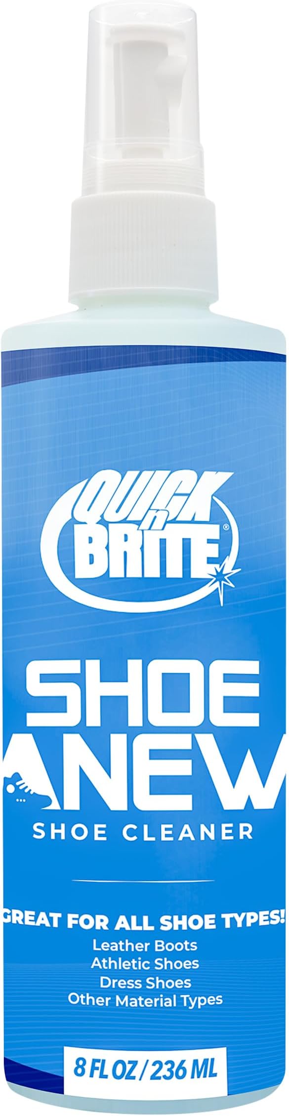 Quick โn Brite Cleaning Kit - Footwear Cleaner for All Shoe Types - Sneakers, Boots, Dress Shoes, Collectibles - 12 Ounce Bottle, Soft Bristle Brush and Premium Microfiber Cloth
