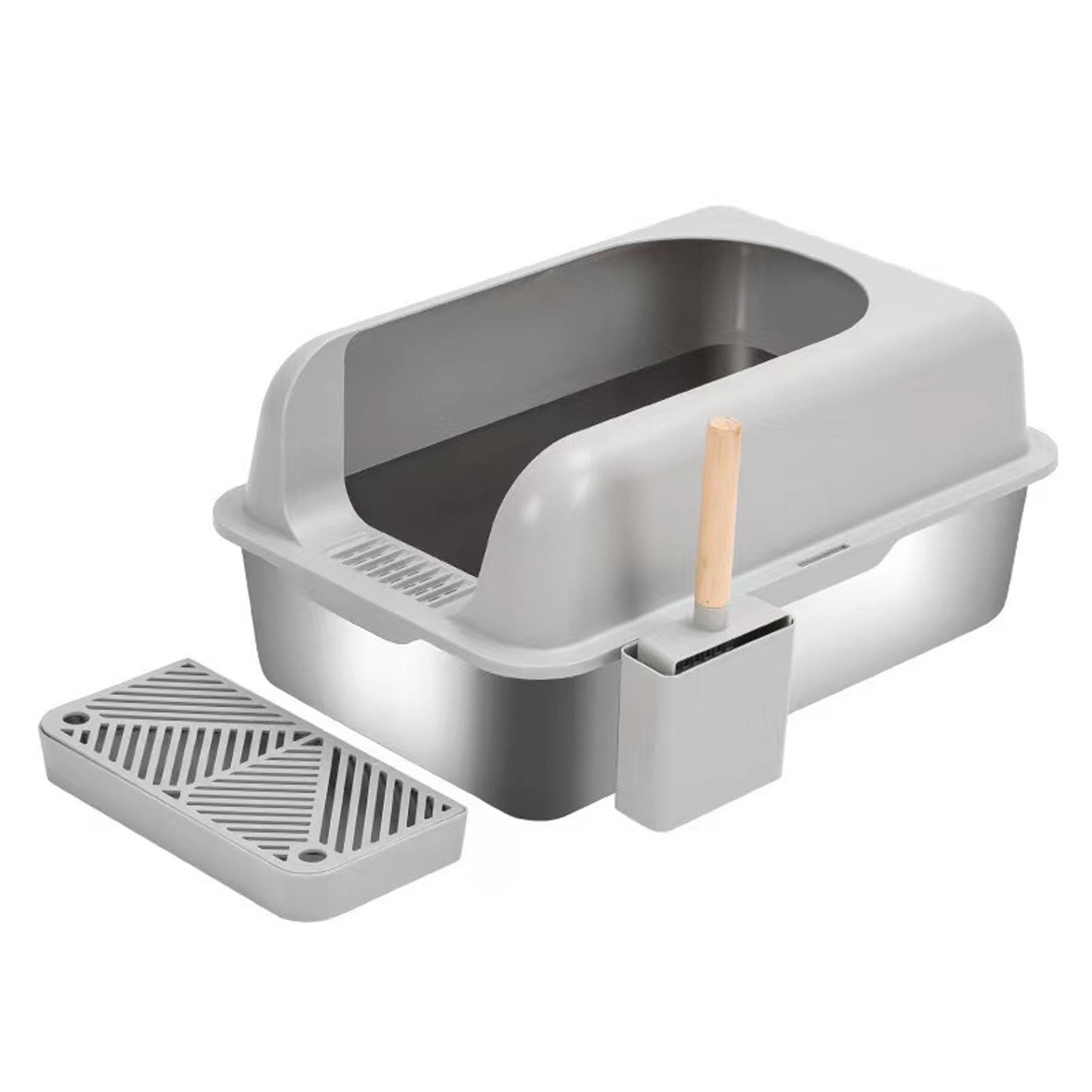 Edelstahl Katzentoilette - Rostfrei, Leicht Zu Reinigen, 45x35 Cm, Für Katzen & Kleintiere