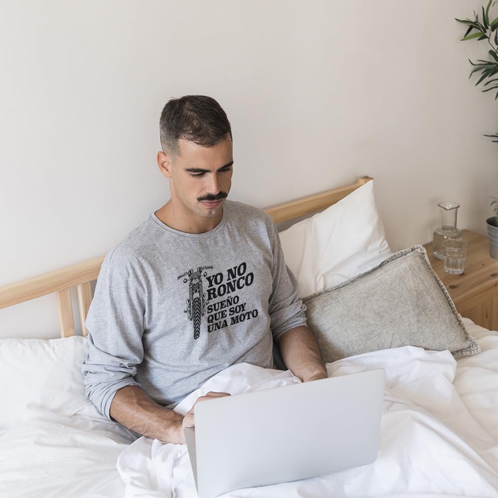 Pijama para Hombre Ronco sueño Moto Muy Comodo Ropa Dormir de Algodon ronquidos