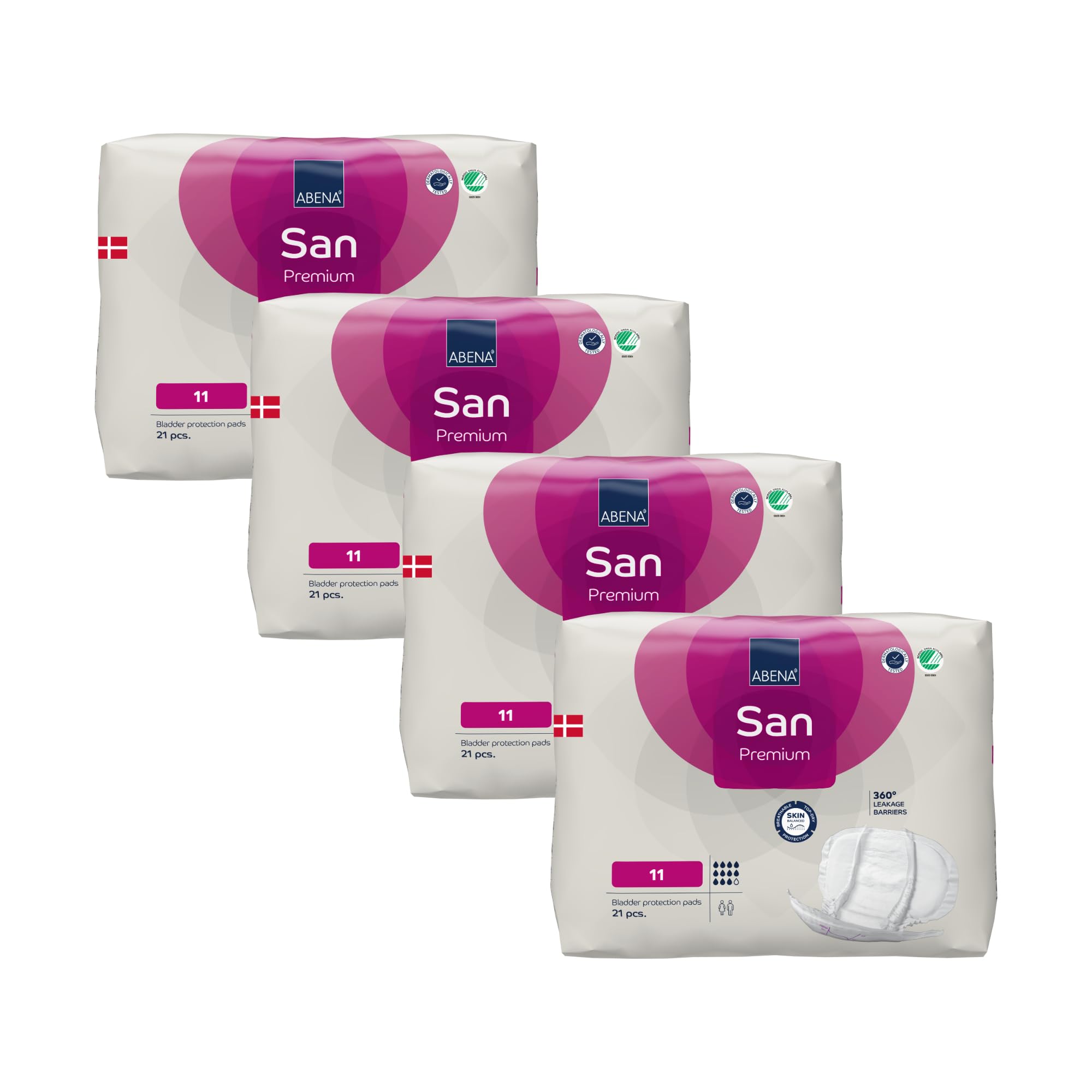 ABENA San 11 Premium Inkontinenzeinlagen MONATSPAKET (21 x 4 = 84 Stück) für Damen und Herren, 3400 ml Saugfähigkeit, schnell einziehende, diskrete und anatomische einlagen für Männer/Frauen