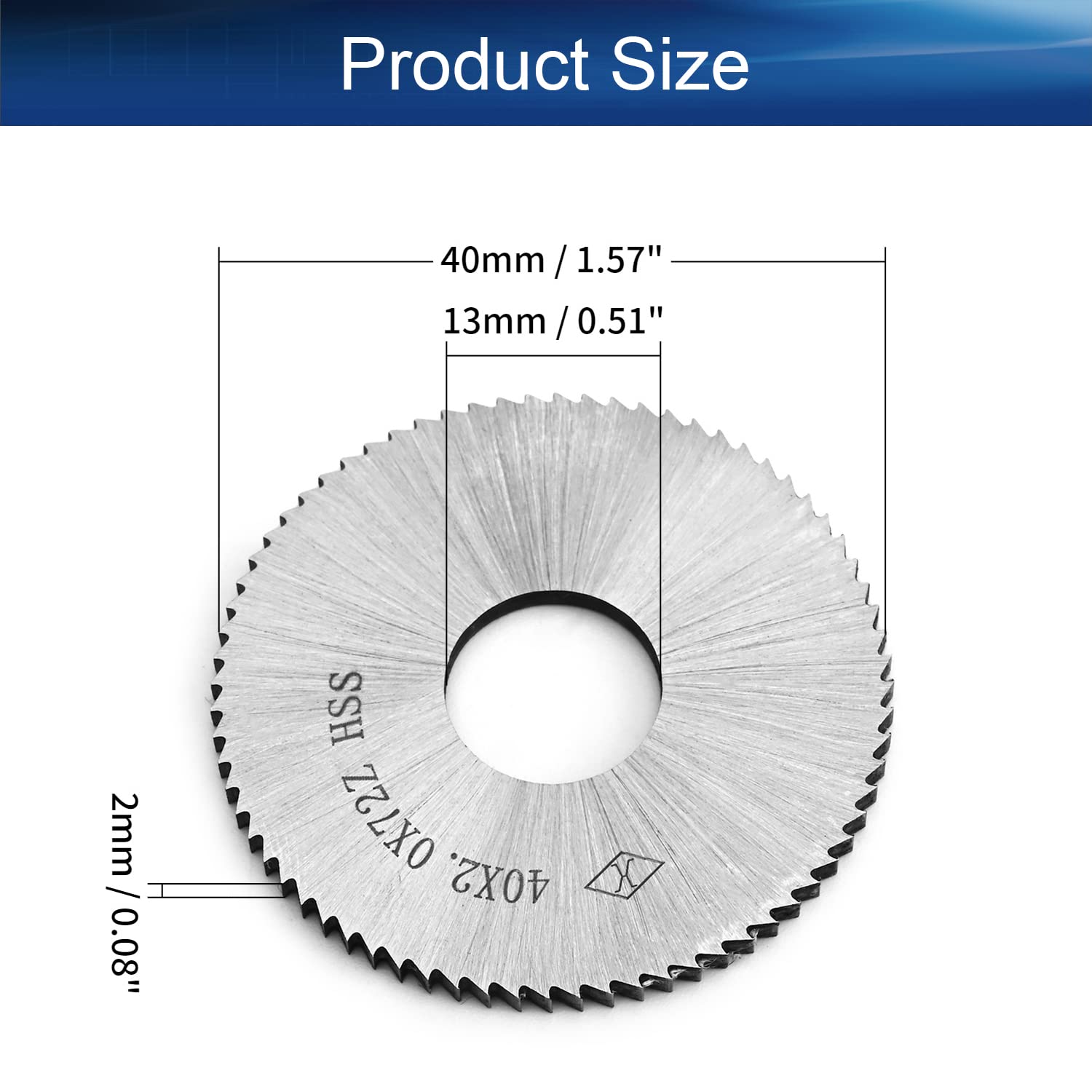 Auniwaig HSS Circular Metal Cutting Saw Blade Discs, 72T Round Slitting Saw Cutter, 40mm x 13mm x 2mm, for Rotary Tool Cutting Wheel