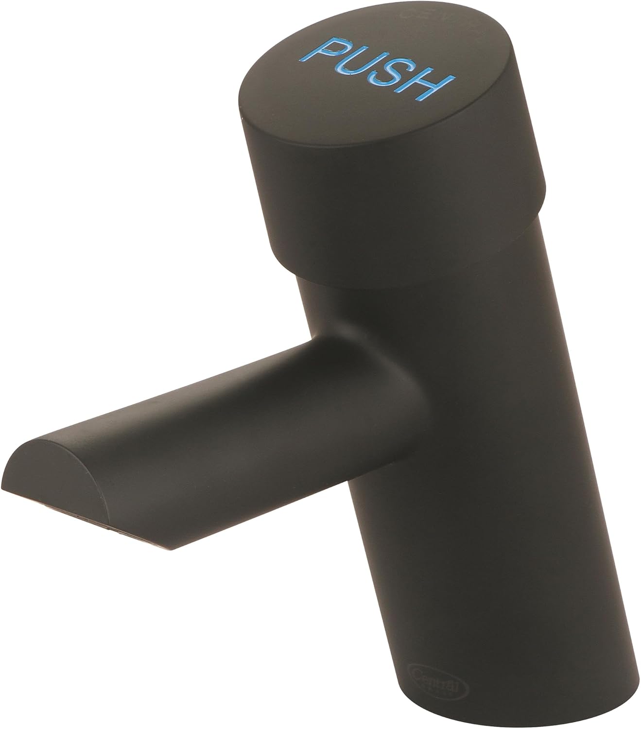 Central Brass 0357P-MB Slow-Close Single Handle Basin Metering Faucet w/Optional Deckplate Plain Indicator in Matte Black