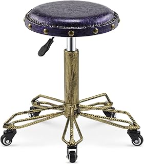 Stool on Wheels Round Hydraulic Adjustable Rolling Salon Chair Stool 360° Swivel Salon Stool with Wheels (Color : Purple) Marriage