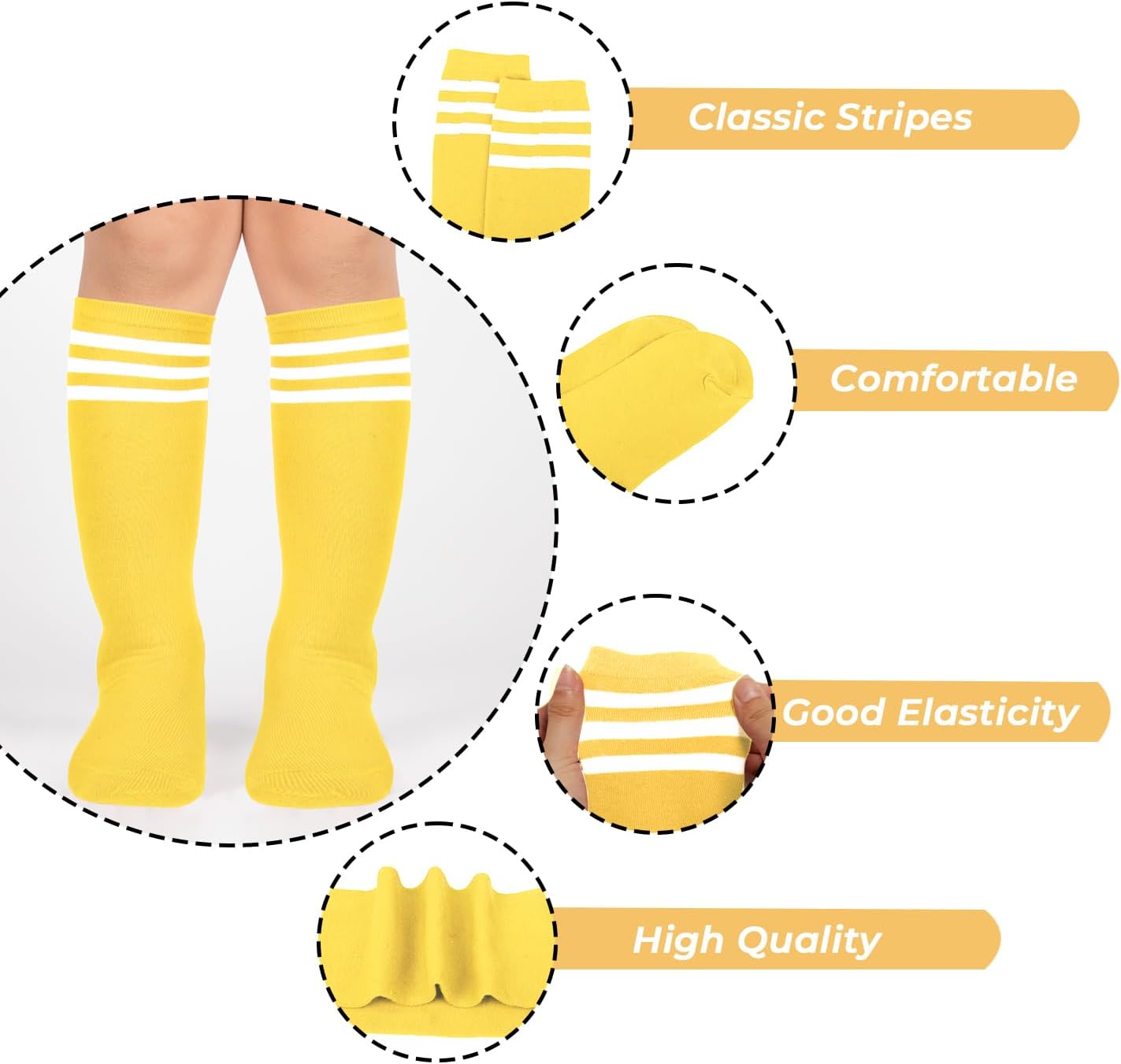 Benefeet Sox Kids Soccer Socks Toddler Knee High Tube Long Socks Soft for Girls Three Stripes Youth Cotton Soccer Socks
