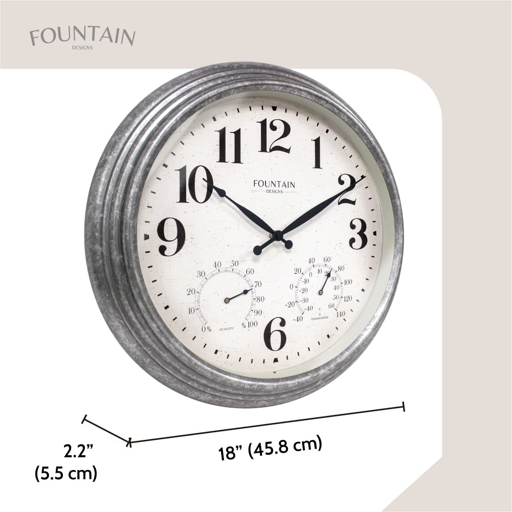 45,7 cm Outdoor-Uhren für Terrasse, wasserdicht, verzinkte Oberfläche