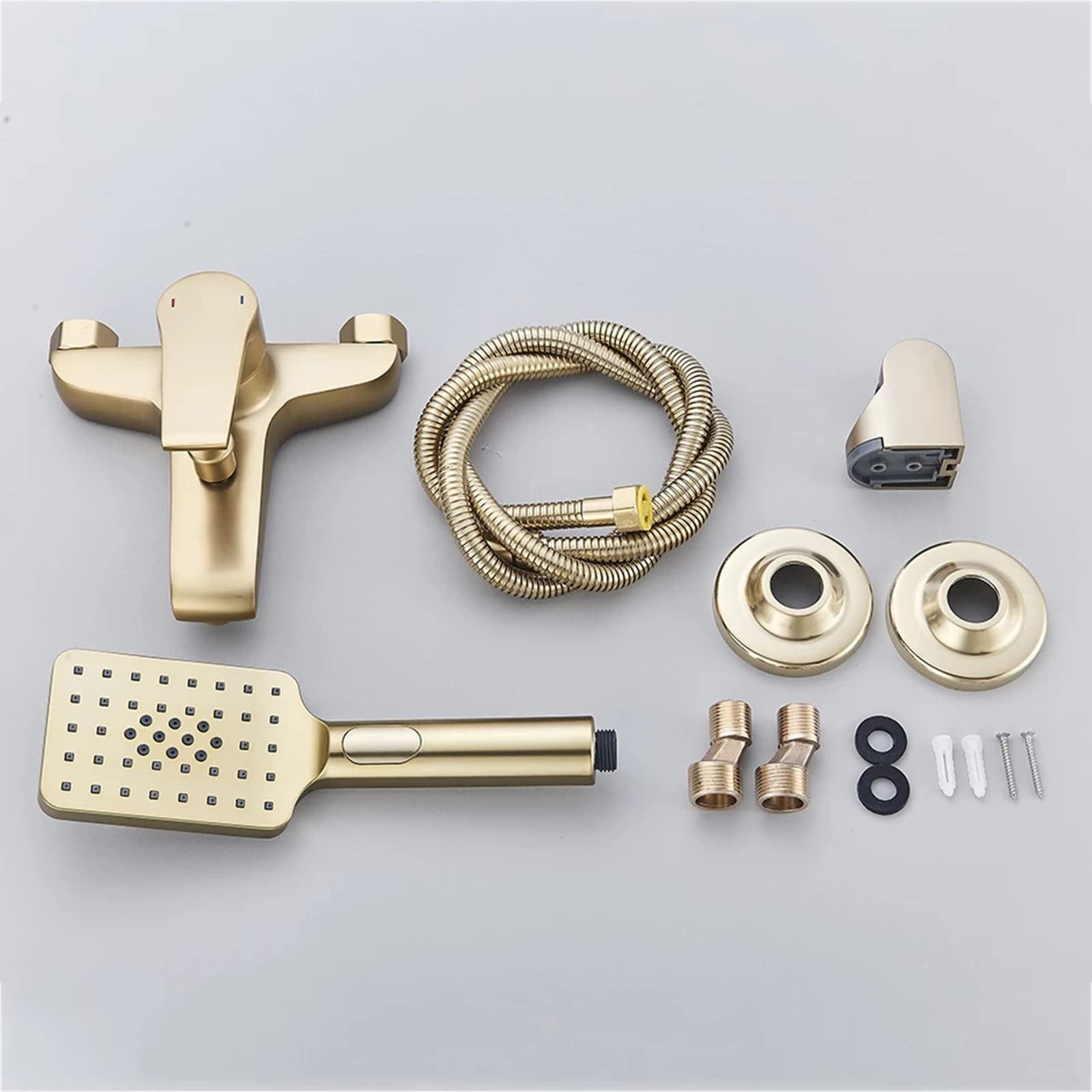 Badewannenarmatur Mit 3 Arten Modus Handbrause, Gebürstetes Gold, Wandmontage Wannenarmatur Messing Wannenfüller, Einhand Kalt Und Warmwasser Wannenmischbatterie