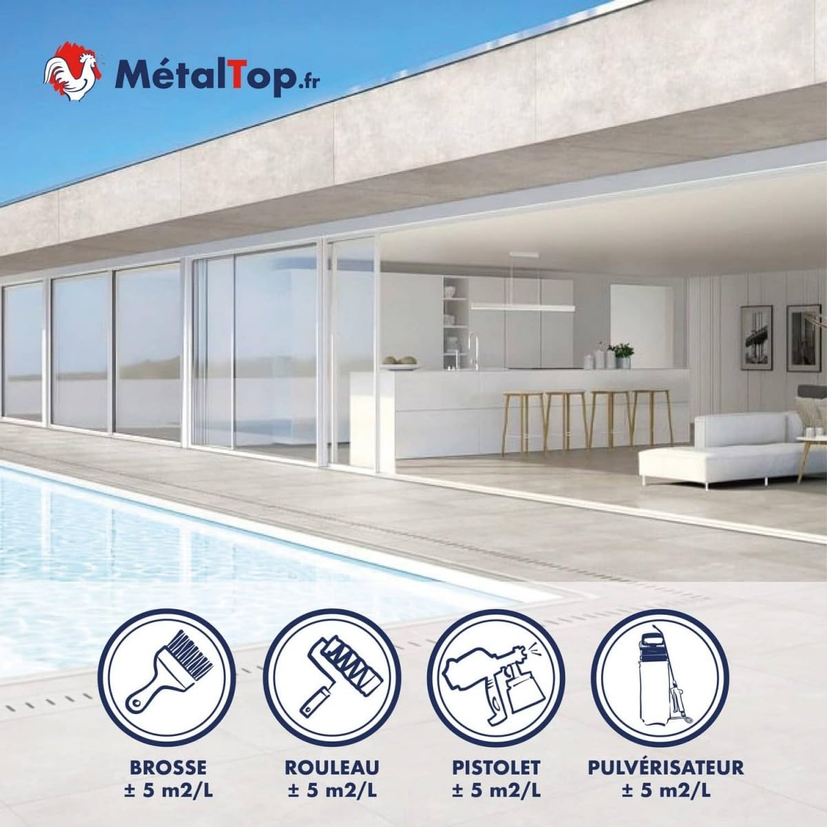 Métaltop - Hydrofuge Carrelage - 5 L - Protection invisible pour carreaux et joints poreux, idéal en intérieur comme en extérieur