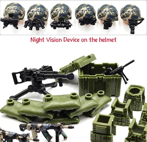 Miniatura 4 de ZHX Paquete de armas, accesorios militares, juguetes de bloques de construcción, incluye casco NVD, armadura corporal E.O.D, pistola de camuflaje