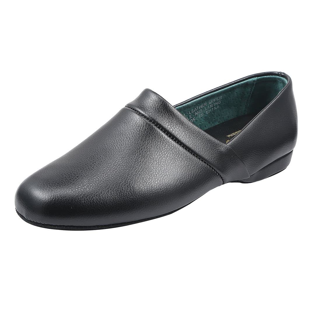 Photo 1 of PAMIR Men's Genuine Leather Opera Slippers with Memory Foam Insole and Leather Outsole 13 Black