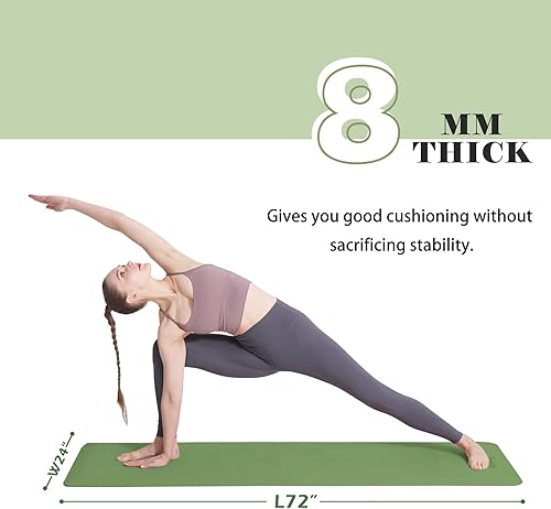 Miniatura 5 de UMINEUX Esterilla de yoga extra gruesa de 1/3 y 2/5 pulgadas antideslizante para mujeres, respetuosa con el medio ambiente, tapete de ejercicio de