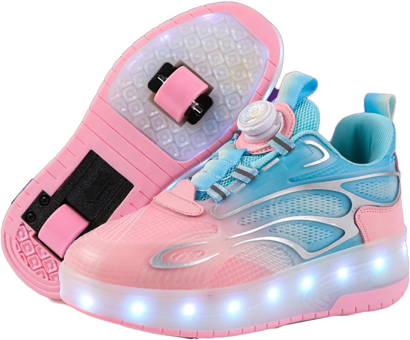 Kids Roller Skates Shoes with Wheels LED Light Casual Sport Shoes for Roller Skating Enthusiasts, Children, Halloween Fans