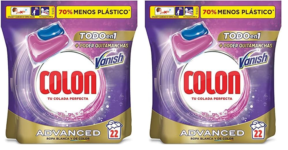 Colon Detergente Capsulas, Azul, 22 Unidad (Paquete de 2)