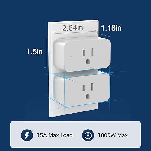 Miniatura 3 de Paquete de 4 enchufes inteligentes, salidas WiFi que funcionan con Alexa y Google Assistant, 15A/1800W Max, enchufes inteligentes con control