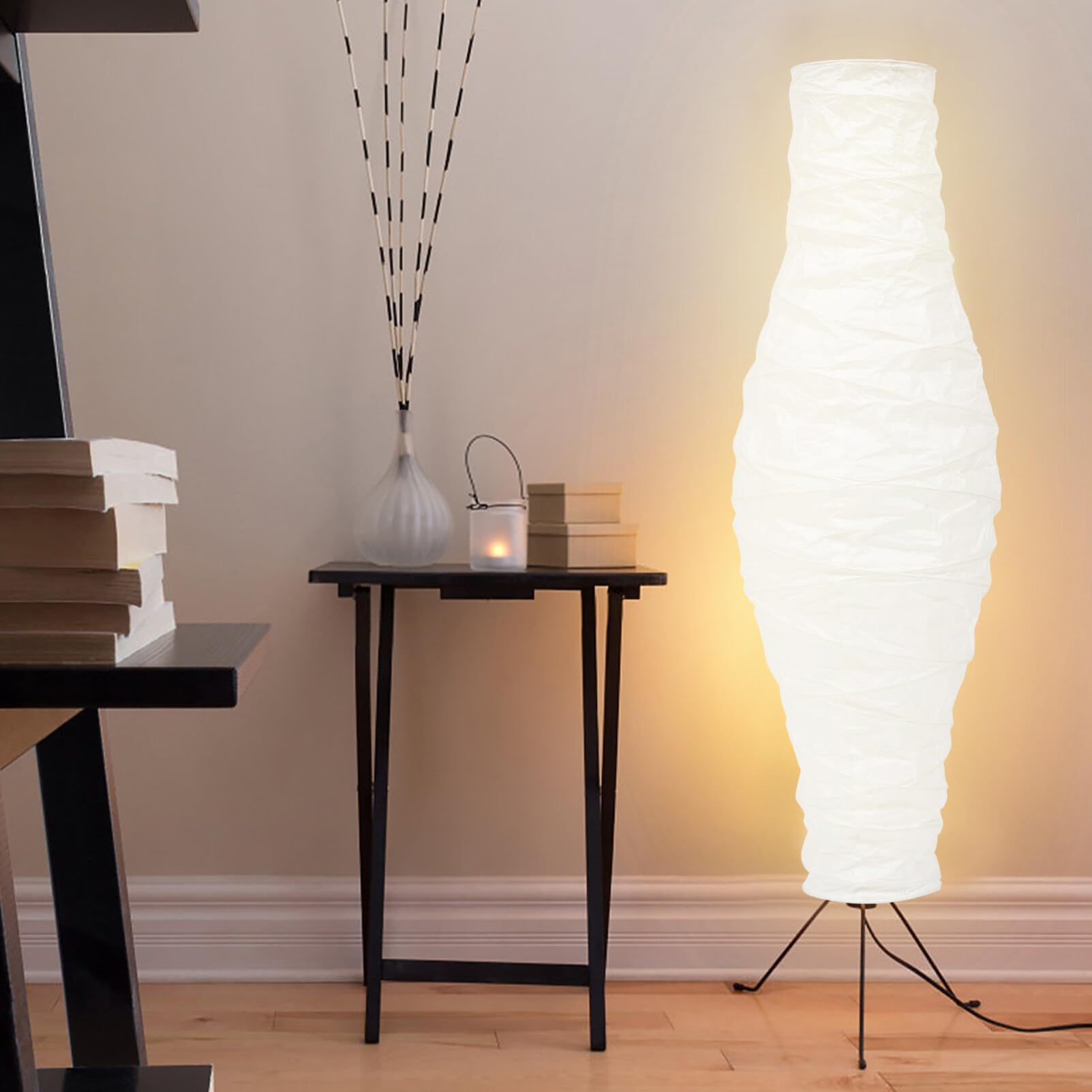 Housoutil Paralume Lampada da Nordico in Carta Bianco Struttura in Ferro, Semplice e Facile da Installare, per Camera