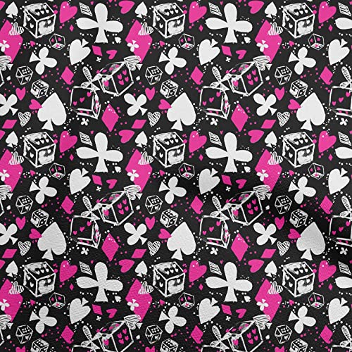 oneOone Cotton Poplin Twill Fuschia Pink Fabric Poker Card Craft Projects Decor Fabric Printed By The Yard 56 Inch Wide