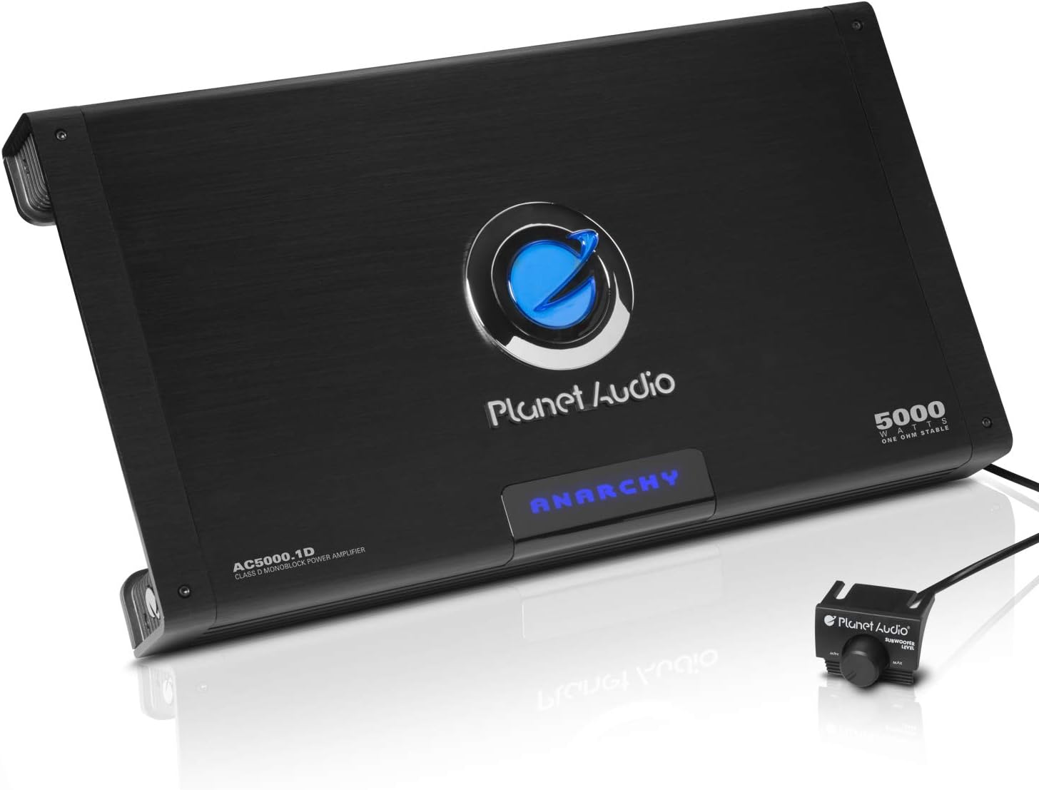 Planet AudioAC5000.1D Anarchy Series Car Amplifier - 5000 High Output, Class D, Monoblock, 1 Ohm Stable, Low Level Inputs, Low Pass Crossover, Mosfet Power Supply