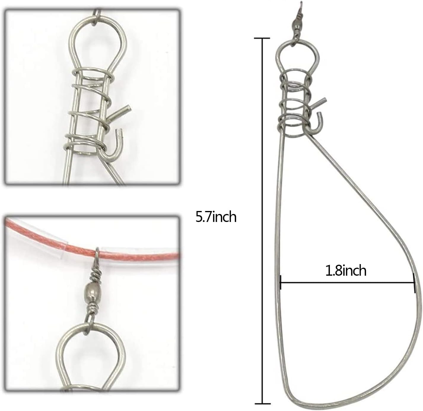 Fishing Stringer Live Fish Lock, Stainless Steel Fish Stringer Clip, Big Fish Wire Rope Cable with Float and Plastic Handle, Fishing Holder Kit with High Strength 10 Snaps/Buckles