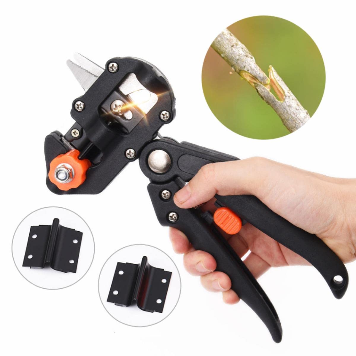 Cortador de Ramas de jardín Profesional Cuchillas multifuncionales para injertos Tijeras para podar Plantas Herramienta para injertos de árboles-Negro con película,República Checa