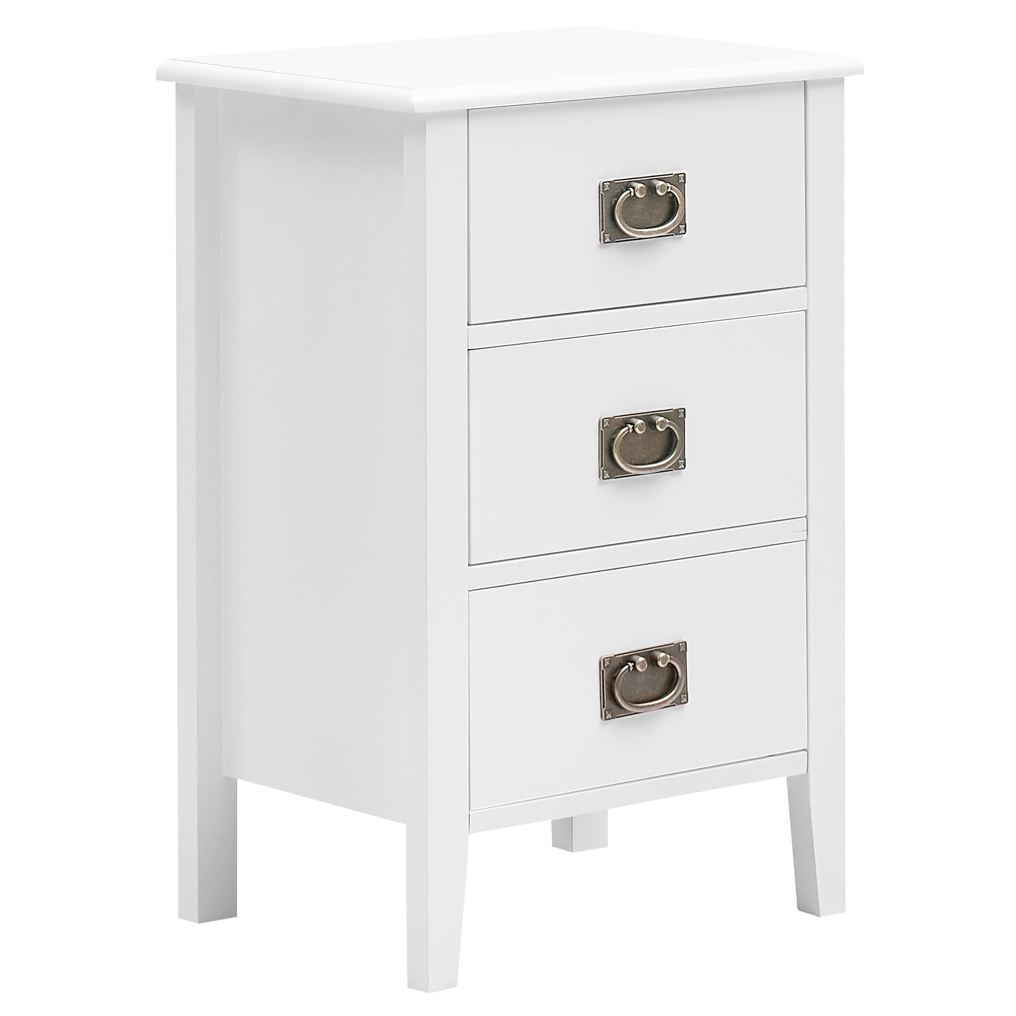 VECELO Bedside Table 3 Drawers Wooden Nightstands Cabinet for Bedroom/Living Room/Hallway, White, 40×30×60cm