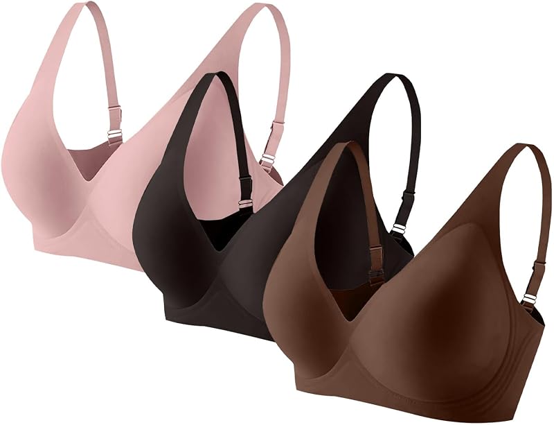 3 Pacl Jelly Bras for Women Wireless Plunge Stretchy Supportive Push Up Comfy Bralettes Seamless Laides Seniors Bra