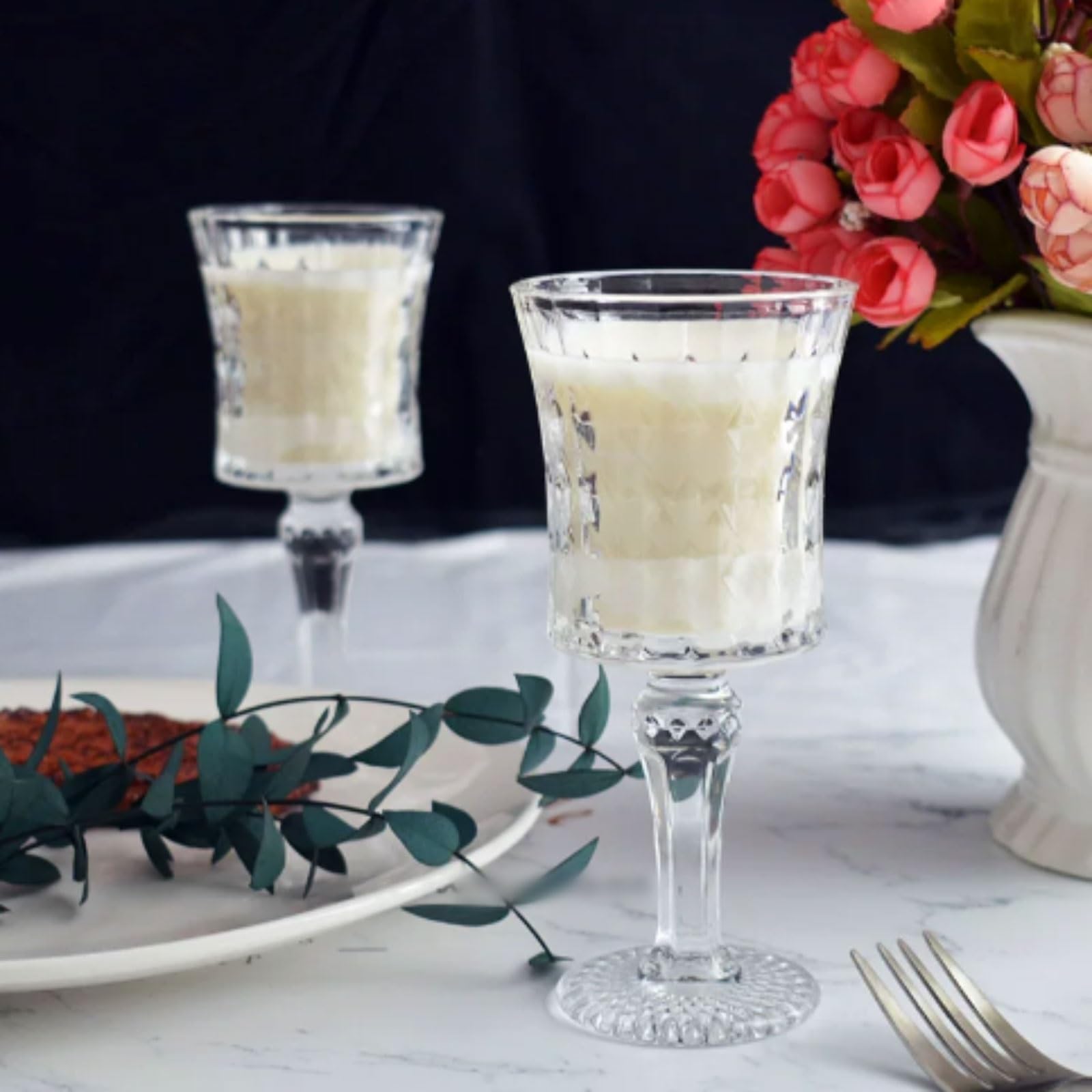 Exquisito Velas de vidrio hechas con ghee vegetal natural y mecha de algodón, vela sin perfume for relajación y spa en casa meloso
