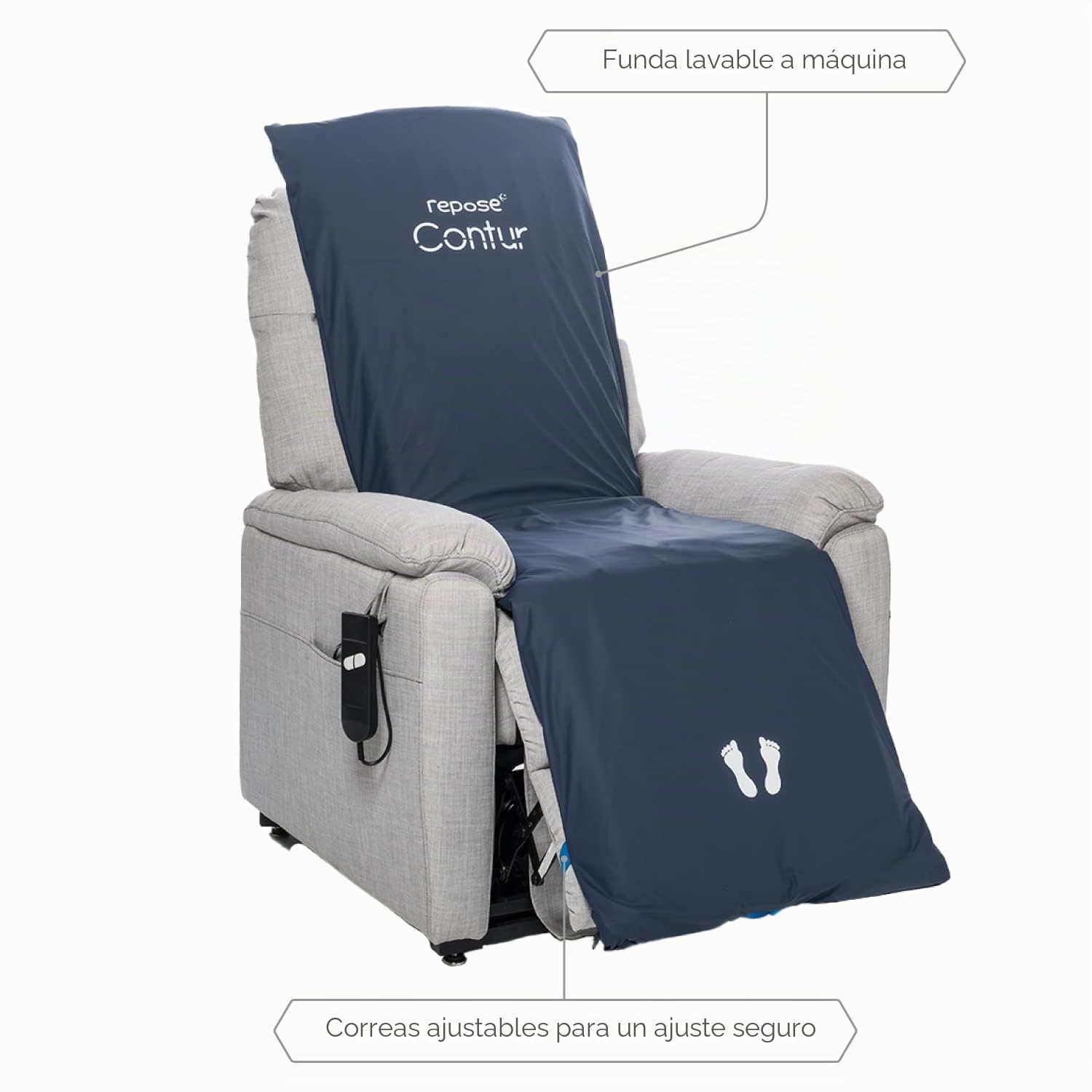 Repose - Alivio de la presión Contur Agudo Silla reclinable superposición y Bomba – Cojín Inflable de redistribución de presión para sillas reclinables – Previene llagas de Cama y úlceras por presión