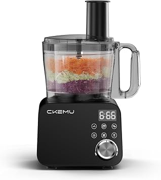 Smart Food Processor and Vegetable Chopper, 6 Automatic Functions, BPA Free, Stainless Steel Blades, 12 Cup Bowl, 600-Watt Motor, Black