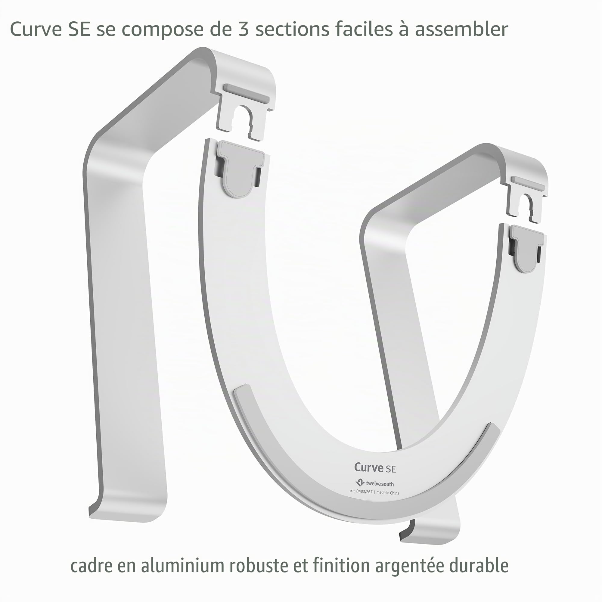 Twelve South Curve SE pour MacBooks et Ordinateurs Portables | Support de Refroidissement en Aluminium Ergonomique pour Bureau à Domicile ou au Bureau, Couleur Argent.