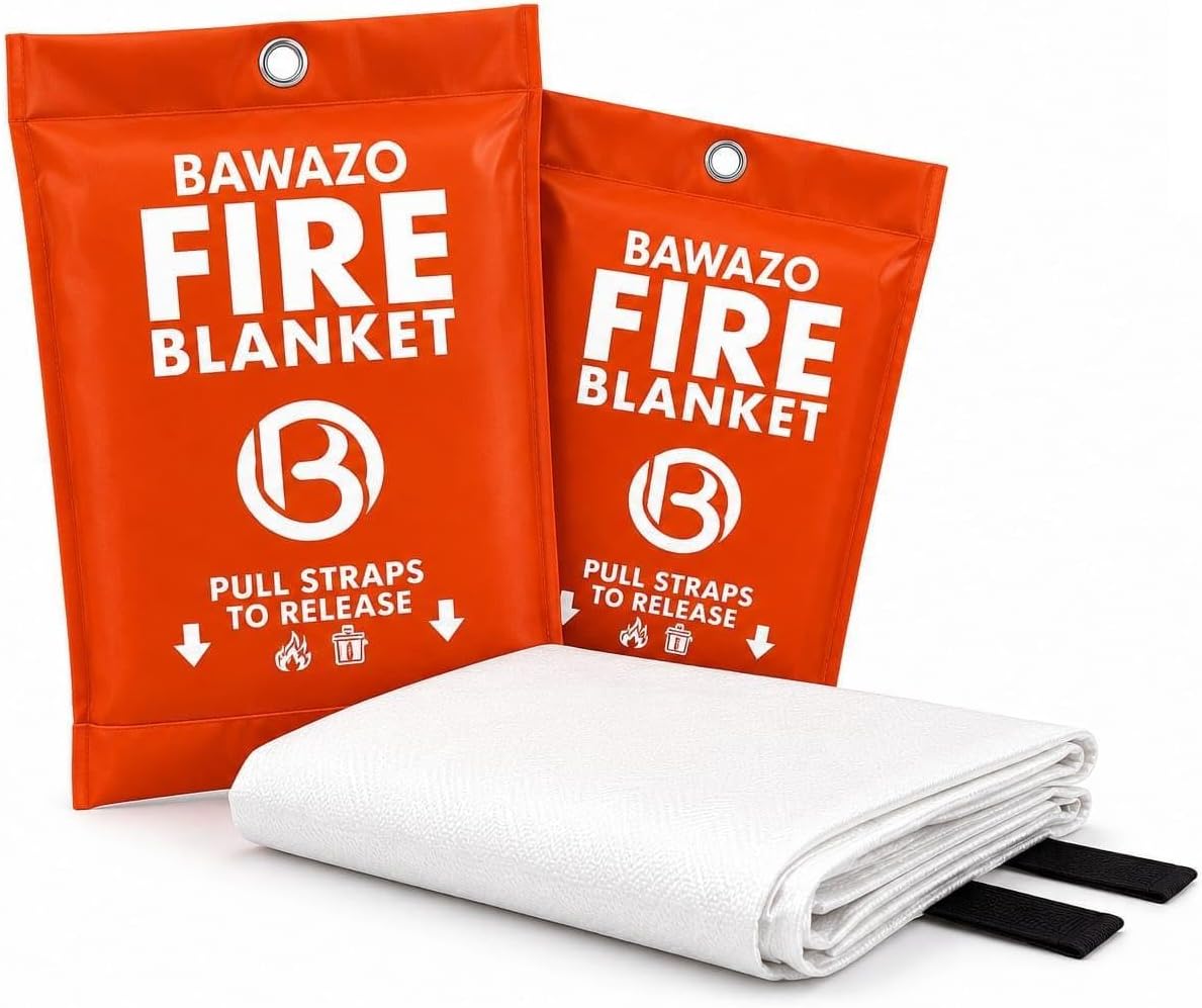 Fire Blanket for Kitchen – 2 Pack 40” x 40” Fiberglass Fire Suppression Blanket – Emergency Fire Extinguisher Alternative for Home, Grill, Car, Electrical & Grease Fires