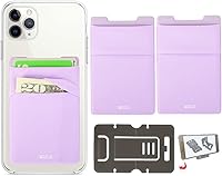 Vista 22 de Cartera para tarjetas de teléfono con bloqueo RFID, doble bolsillo seguro, ultradelgada, autoadhesiva, funda para tarjetas de crédito, calcomanía