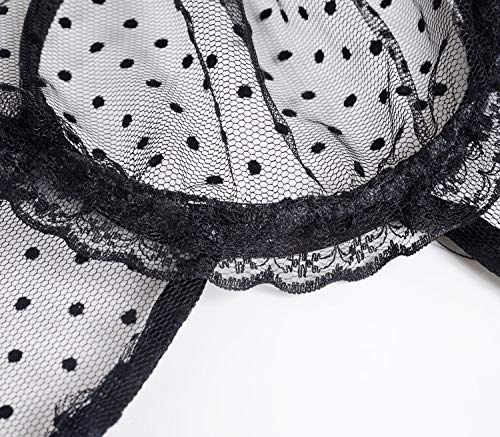 Miniatura 6 de Diadema sexy con orejas de gato para mujer, con velo de cara negra, disfraz de Halloween, banda para el pelo, diadema gótica para el día de los