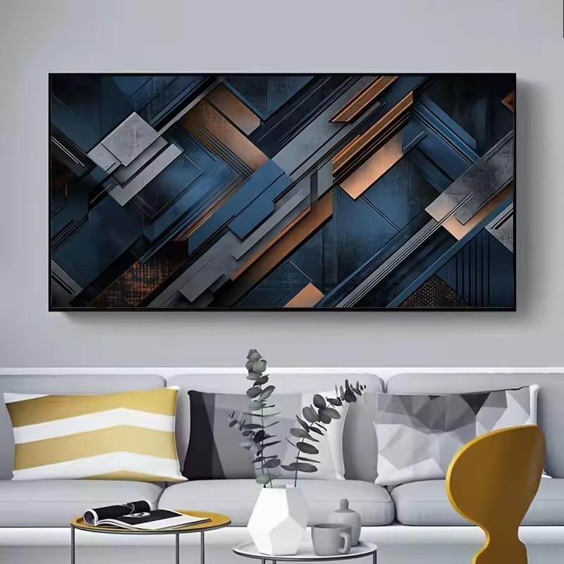 Affiche moderne abstraite géométrique pour dynamiser un grand mur blanc de salon